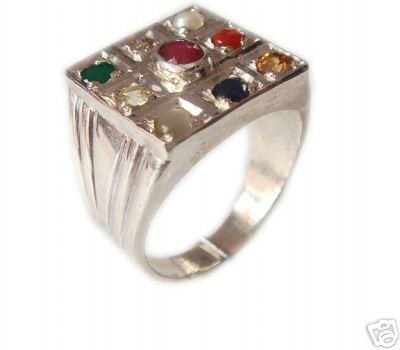 Navratna Ring for Men, Nine Planets , Nine Gems ,natural Sterling Silver  Multi Stone Ring - Etsy