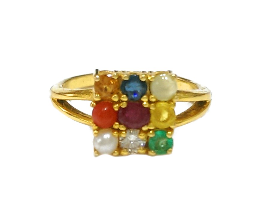 Certified 18k Gold Natural Navratna Ring For Women - Gleam Jewels