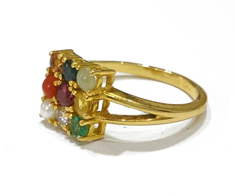 Buy Gold plated navratna ring only on Kalki