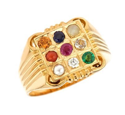 Gold 9 Stones Navaratna Ring at best price in Chennai | ID: 22235467662