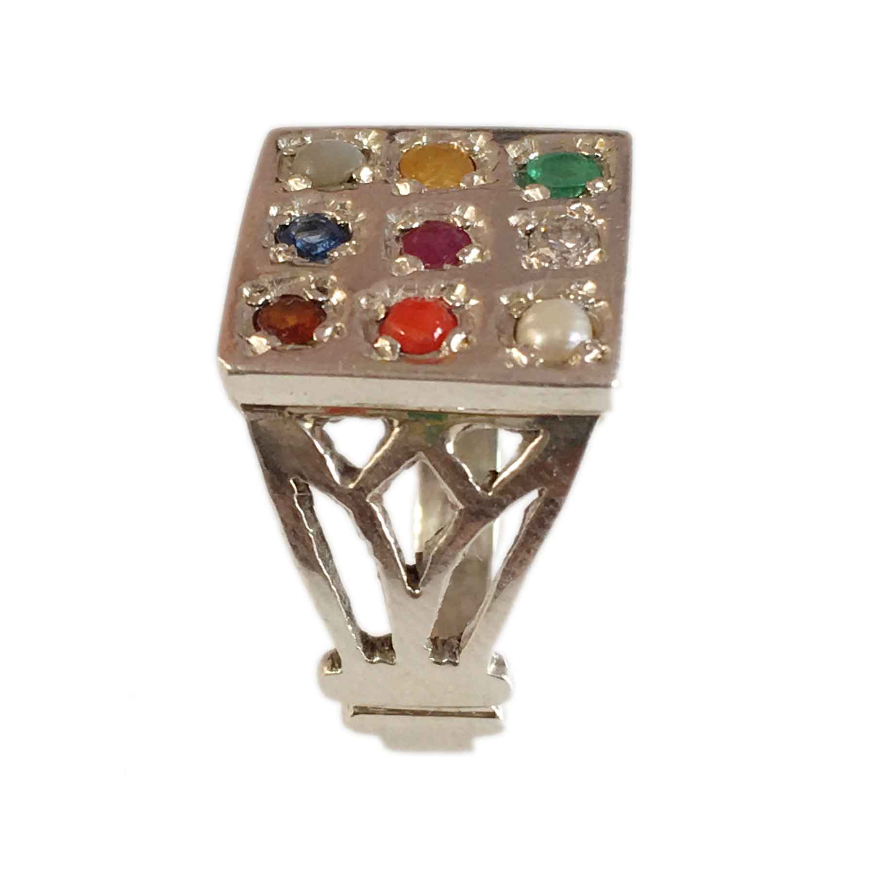 Exotic India Navaratna Ring - Sterling Silver Ring Size 10 - Walmart.com