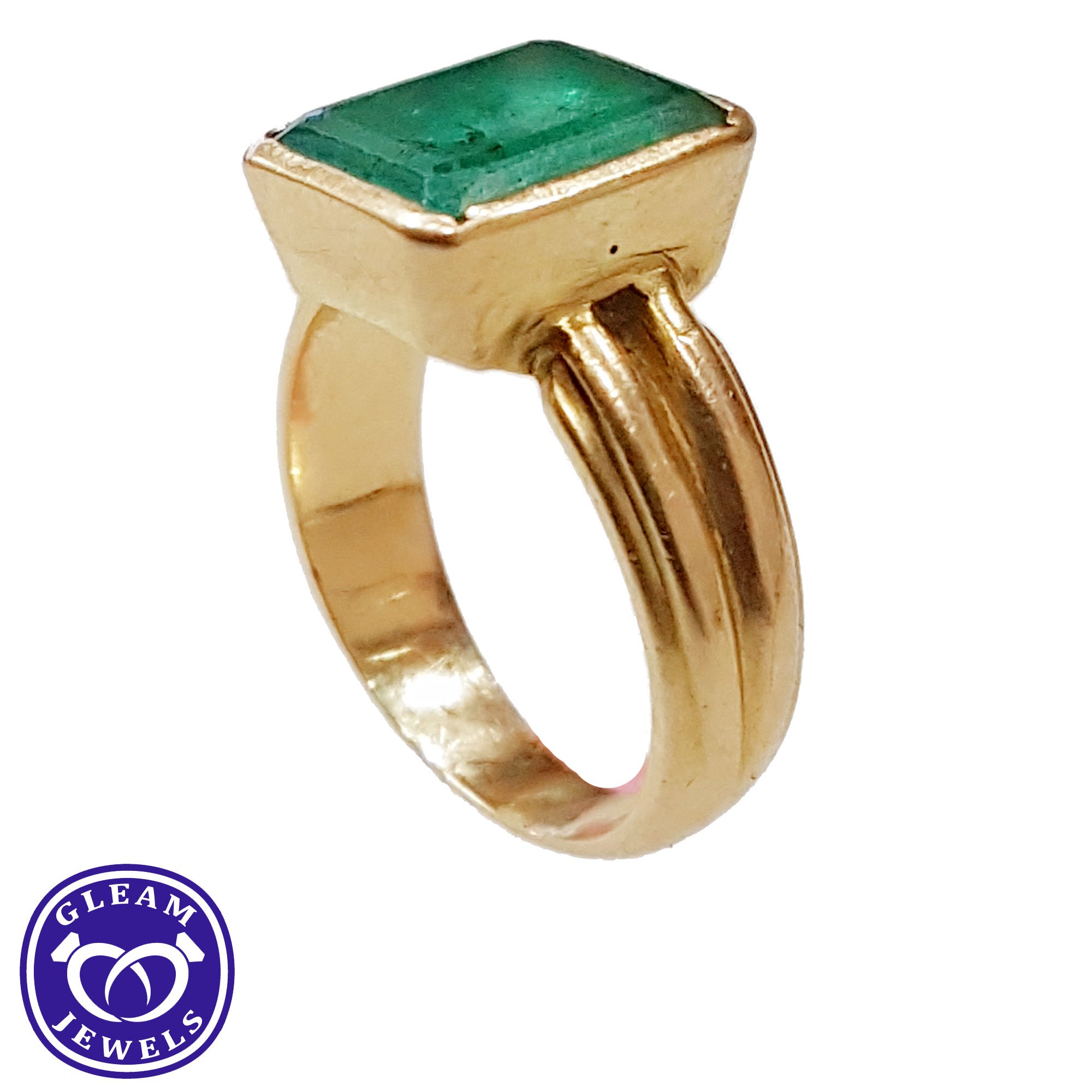 5.50 carats Certified Natural Emerald Ring Made With 18k Gold Gleam Jewels