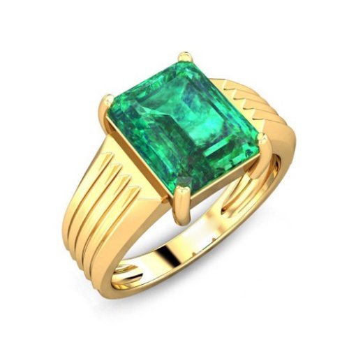 Men's Emerald Ring with Natural Diamonds in 10k Yellow Gold, Statement – J  F M