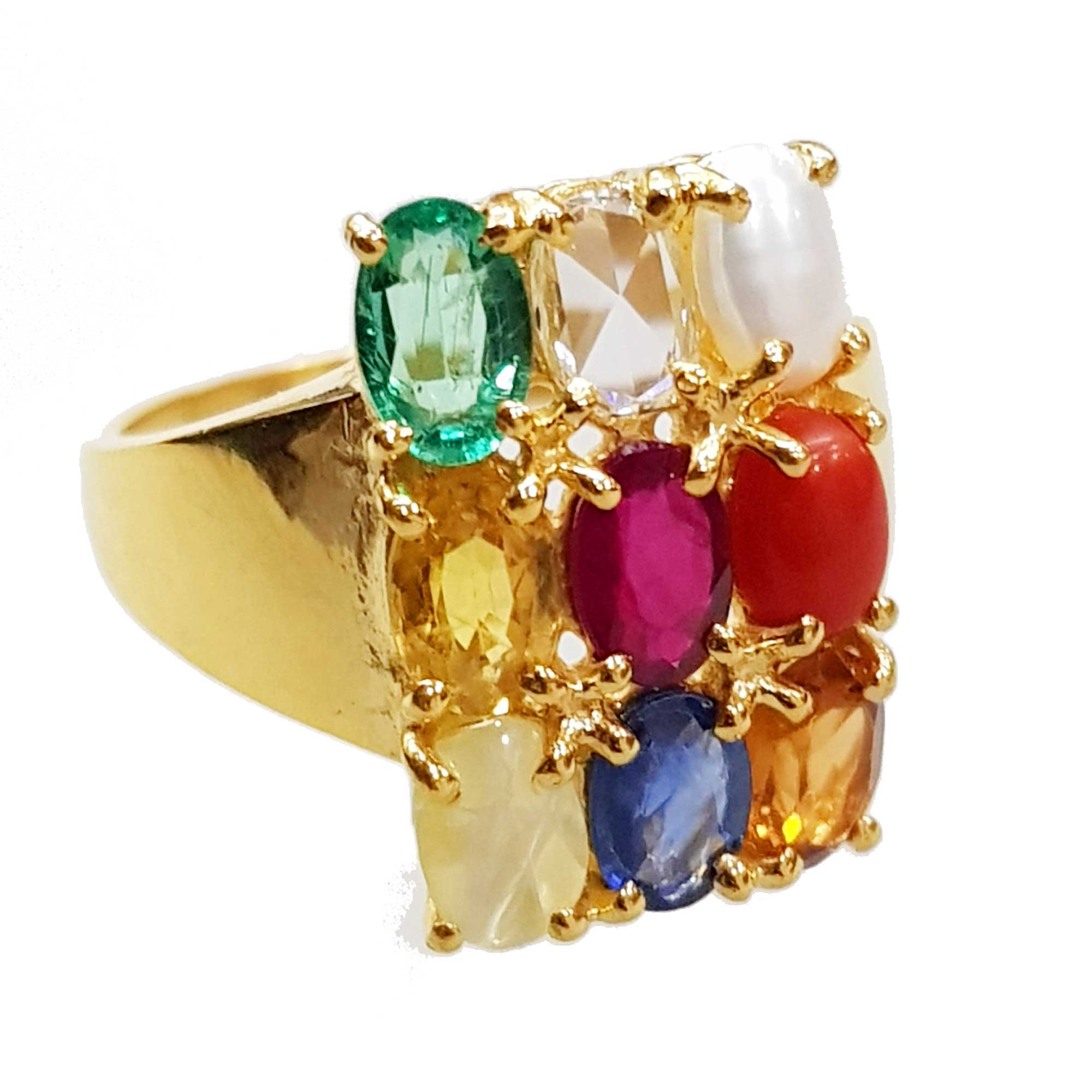 Vibrant Navratna Gold Ring