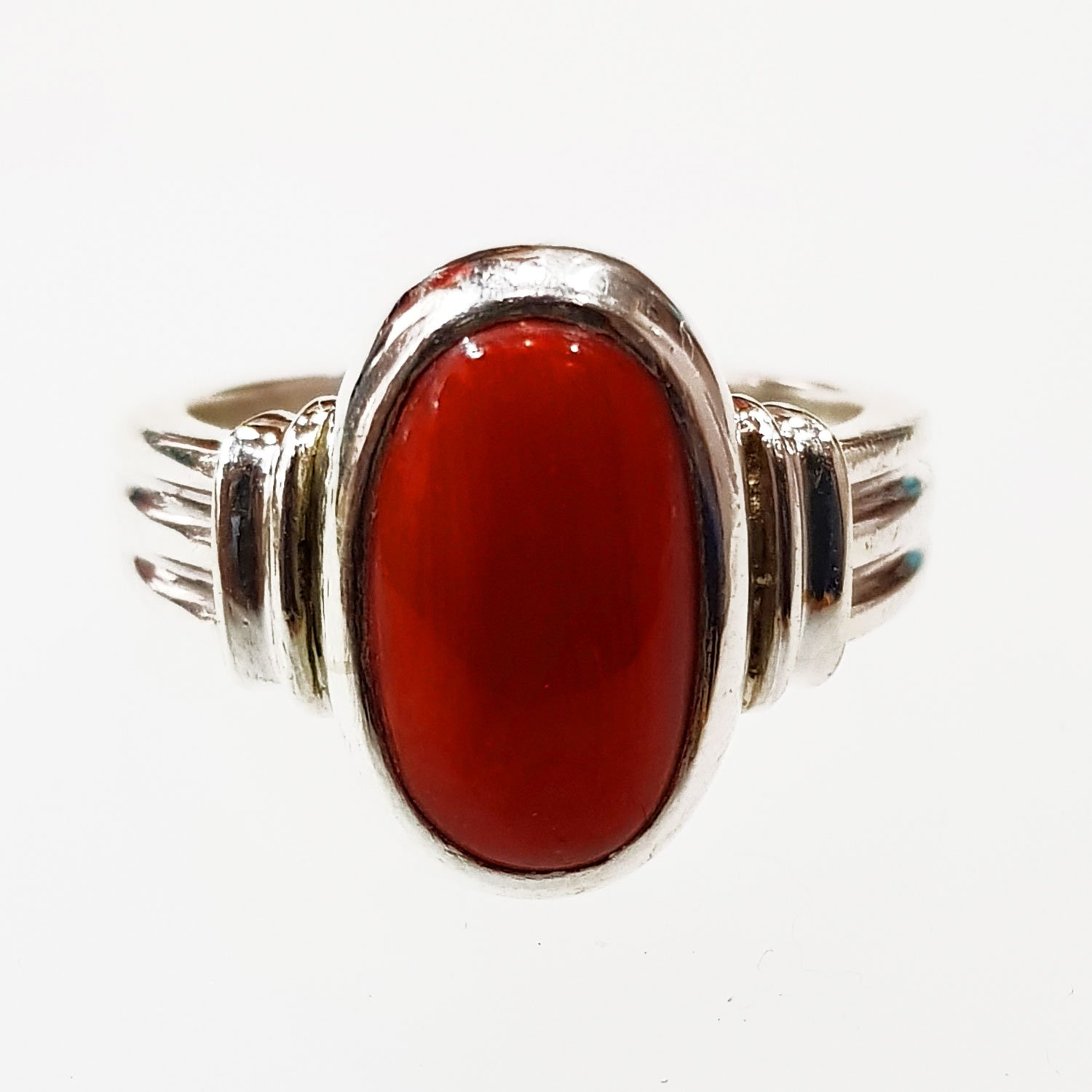 NATURAL RED CORAL GEMSTONE APRIL BIRTHSTONE 925 SILVER DESIGNER HUGE WOMENS  RING | eBay