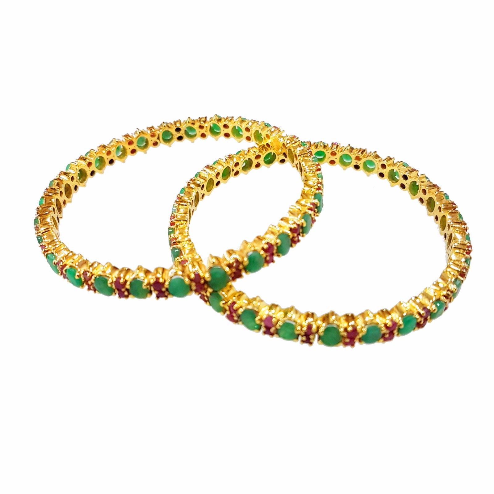 925 Sterling Silver Ruby Emerald Bangles