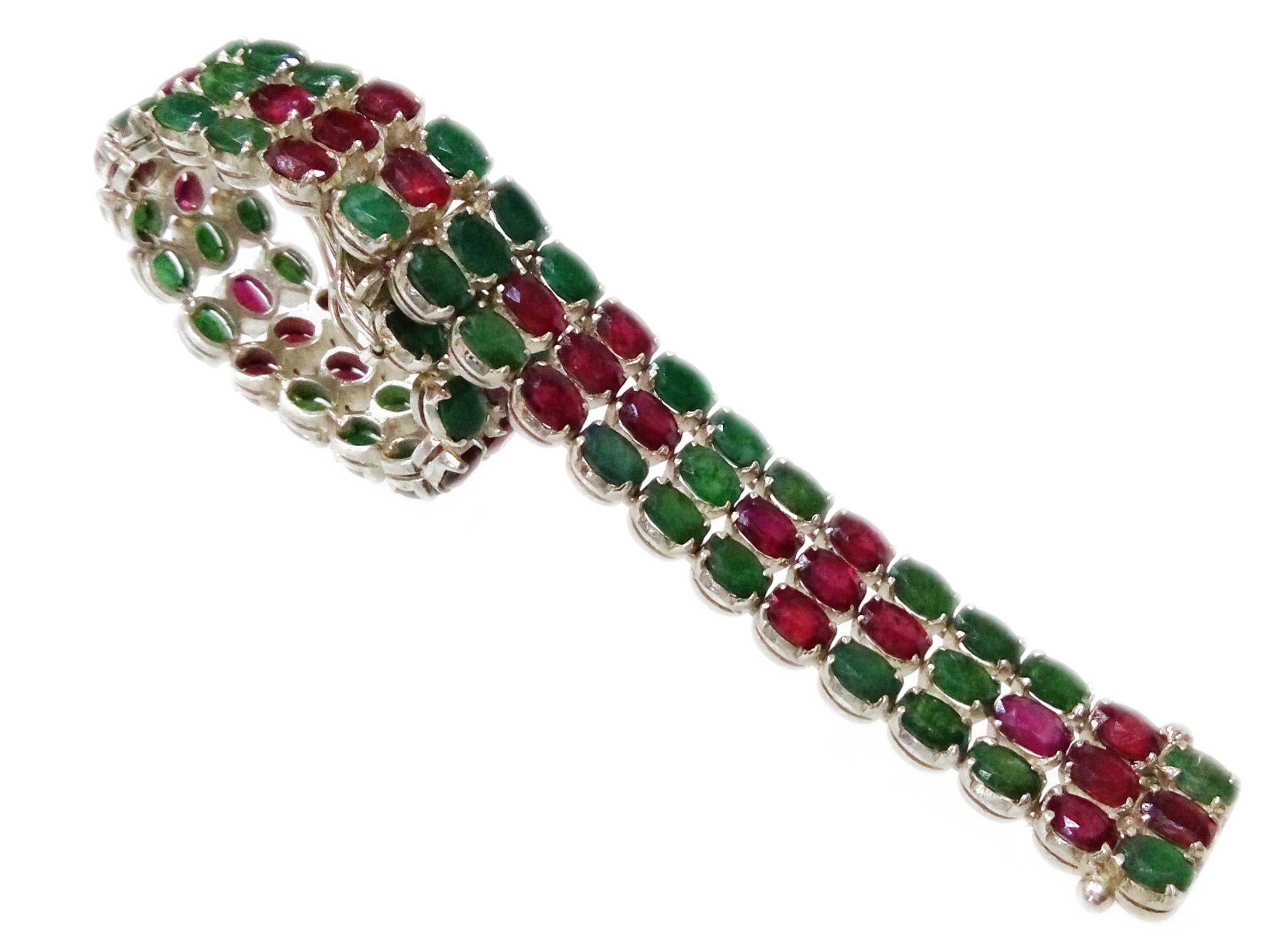 Emerald bracelet in pure silver  Rudraksha Ratna