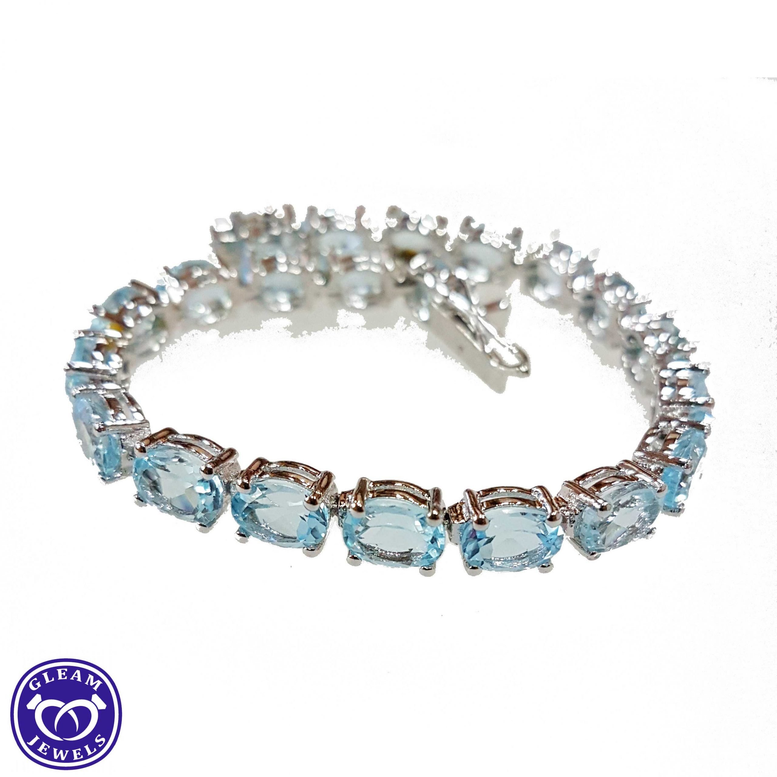 Blue Topaz Blue Sapphire  Diamond ethnic Long Bracelet