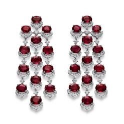 Deep Red Ruby Long Earrings made with 925 Silver