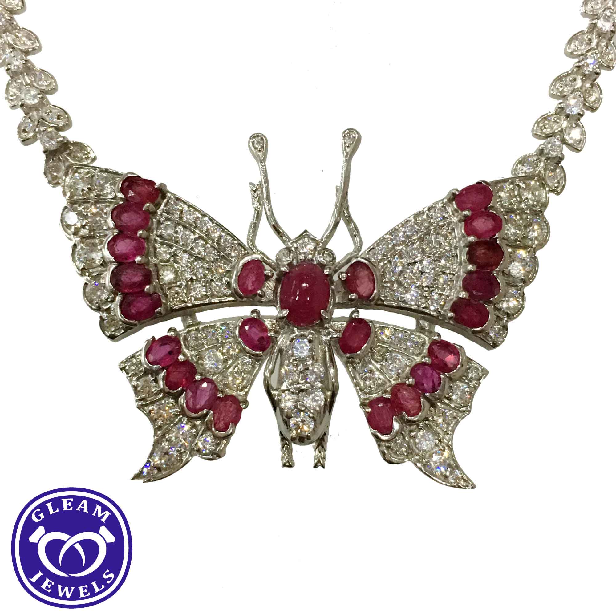 New S925 All over Silver Popular Women's Pigeon Blood Ruby Full Diamond Set Butterfly  Jewelry Necklace Pendant - AliExpress