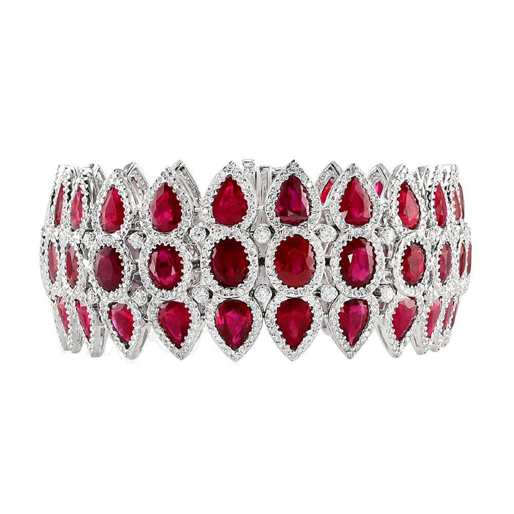 Le Vian Natural Ruby Bracelet 3/4 ct tw Diamonds 14K Strawberry Gold 7