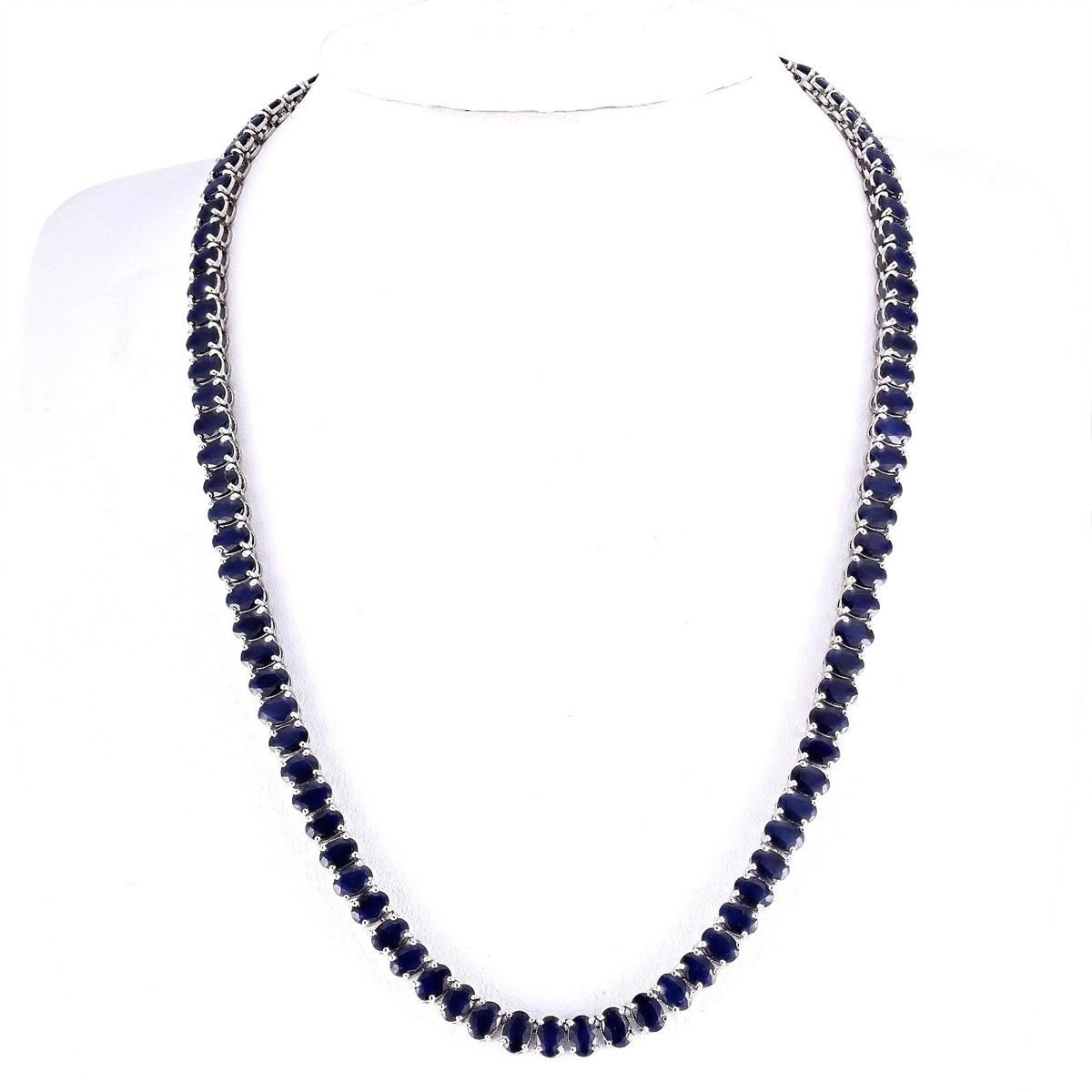 36 Carat Oval Cut Blue Sapphire & Diamond Choker Necklace in 18K White –  ASSAY