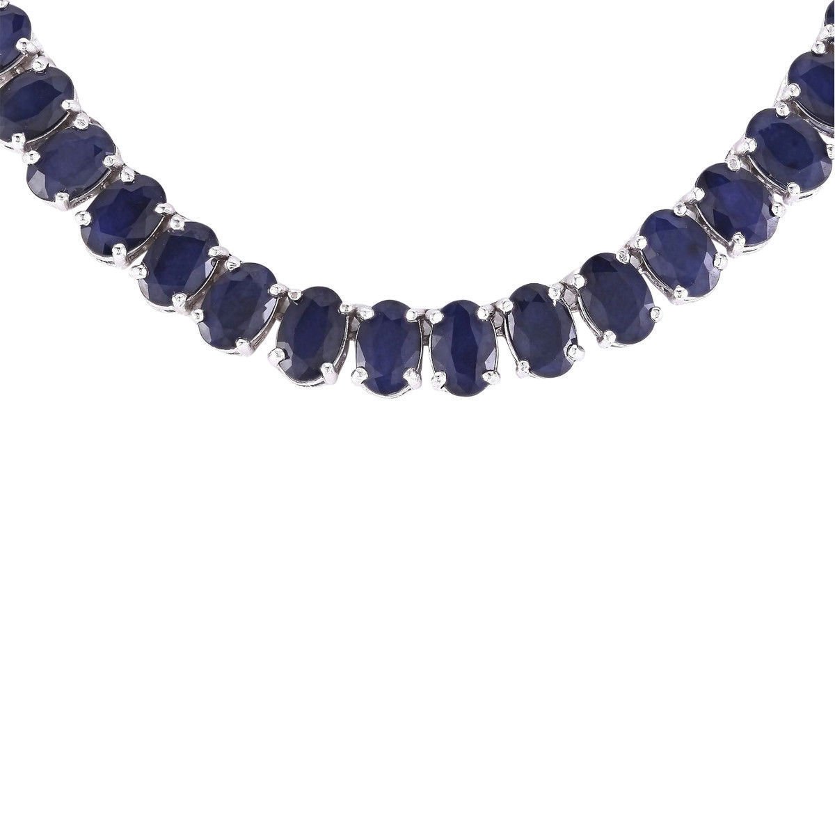 Martia Sapphire Blue CZ Designer Necklace Set | Mirana